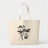 Elegante Libelle und Blumen Jumbo Stoffbeutel (Vorne)