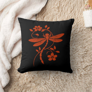 Elegante Libelle und Blumen Kissen
