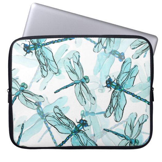 Elegante Libellen: Watercolor Wonder Laptopschutzhülle (Vorderseite)