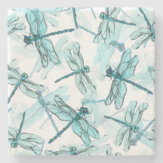Elegante Libellen: Watercolor Wonder Steinuntersetzer (Vorderseite)
