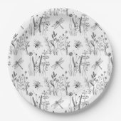 Elegante Libellen & Wildblumen Pappteller (Vorderseite)