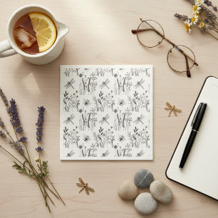 Elegante Libellen & Wildblumen Serviette