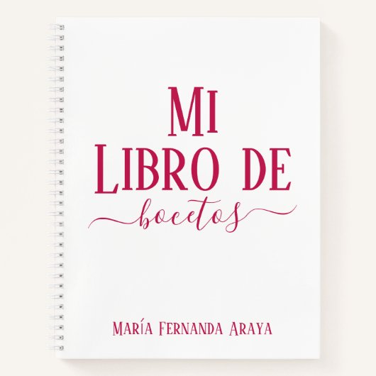 Elegante libro de bocetos blanco regalo para ella notizblock (Vorderseite)