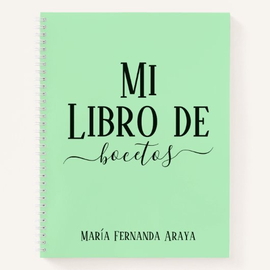 Elegante libro de bocetos soft green para ella notizblock (Vorderseite)