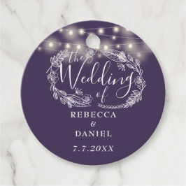 Elegante Lichterkette Blumen Lila Hochzeit Geschenkanhänger