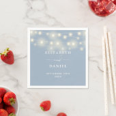 Elegante Lichterkette Staubblau Hochzeit Serviette (Beispiel)