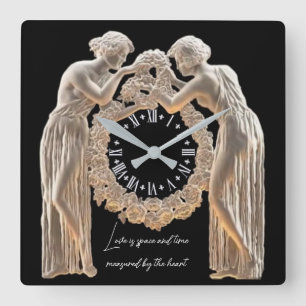 Elegante Liebe Art Deco Quadratische Wanduhr