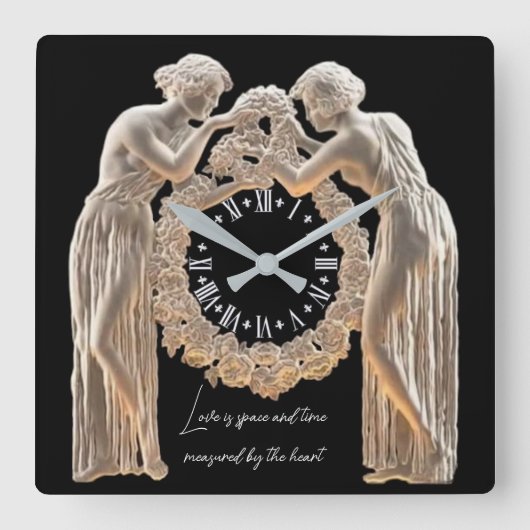 Elegante Liebe Art Deco Quadratische Wanduhr (Vorderseite)