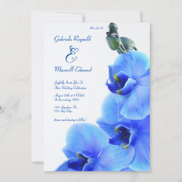 Elegante Liebe Blauen Orchideen Hochzeit Einladung