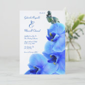Elegante Liebe Blauen Orchideen Hochzeit Einladung (Stehend Vorderseite)