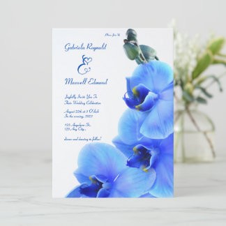 Elegante Liebe Blauen Orchideen Hochzeit Einladung