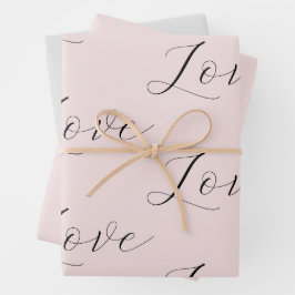 Elegante Liebe Blush Pink Gray Wedding Geschenkpapier Set