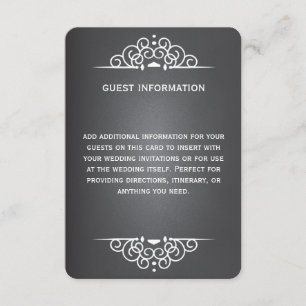 Elegante Liebe Chalkboard Wedding Guest Info Card Begleitkarte