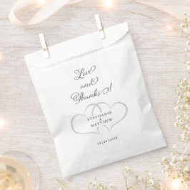 Elegante Liebe & Dank Hochzeitsherzen Chic Gray Geschenktütchen