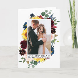 Elegante Liebe dank Watercolor Mixed Floral Fold Dankeskarte