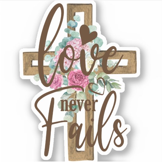 Elegante Liebe des Blumenkreuzes in Wasserfarben V Aufkleber (Vorderseite)