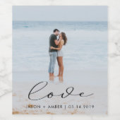 Elegante Liebe Drehbuch Foto Hochzeit Weinetikett (Einzelnes Label)