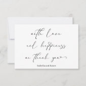 Elegante Liebe & Glück Romantische Hochzeit Dankeskarte (Vorderseite)