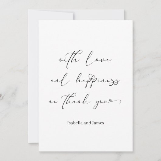 Elegante Liebe & Glück Romantische Hochzeit Dankeskarte (Vorderseite)