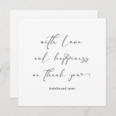 Elegante Liebe & Glück Romantische Hochzeit Dankeskarte (Vorne/Hinten)