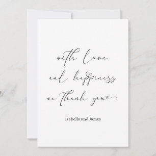 Elegante Liebe & Glückliche Romantische Hochzeit Dankeskarte