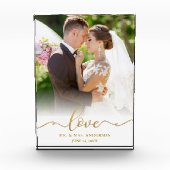 Elegante Liebe Gold Script Mr. and Mrs. Wedding Fotoblock (Vorderseite)
