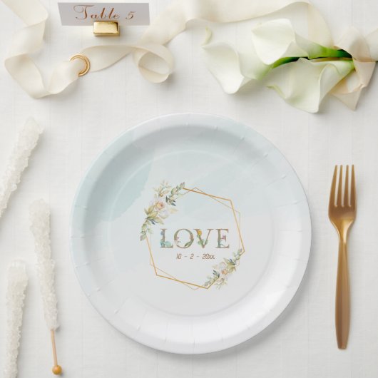 Elegante Liebe Greenery Gold Hershey's Mini Pappteller (Hochzeit)