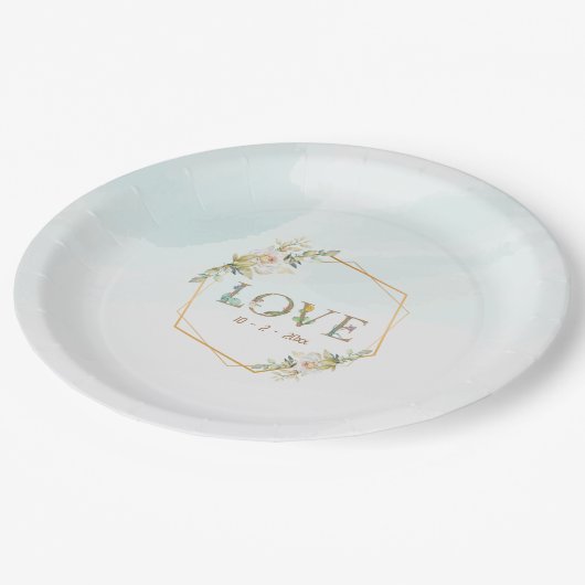 Elegante Liebe Greenery Gold Hershey's Mini Pappteller (Schrägansicht)