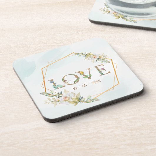 Elegante Liebe Grüne Getränkeuntersetzer (Linke Seite)