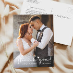 Elegante Liebe Heart Script Wedding Foto Vielen Da Postkarte<br><div class="desc">Moderne elegante Liebe Heart Script Hochzeit Foto Vielen Dank Postcard. Für weitere Anpassungen klicken Sie bitte auf den Link "Weitere Anpassung" und verwenden Sie unser Design-Tool,  um diese Vorlage zu ändern.</div>