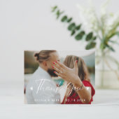 Elegante Liebe Heart Script Wedding Foto Vielen Da Postkarte (Stehend Vorderseite)