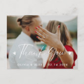 Elegante Liebe Heart Script Wedding Foto Vielen Da Postkarte (Vorderseite)