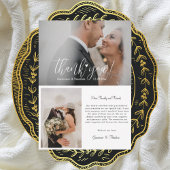 Elegante Liebe Heart Wedding Foto Chic Script Funn Dankeskarte