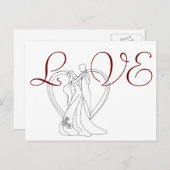 Elegante LIEBE Hochzeitspaar Tanz mit Herz Postkarte (Vorne/Hinten)