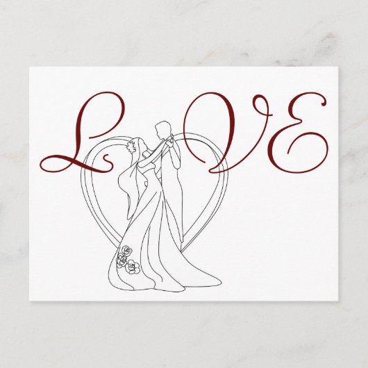 Elegante LIEBE Hochzeitspaar Tanz mit Herz Postkarte (Vorderseite)