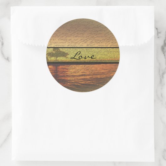 Elegante Liebe Hochzeitsticker Runder Aufkleber (Tasche)