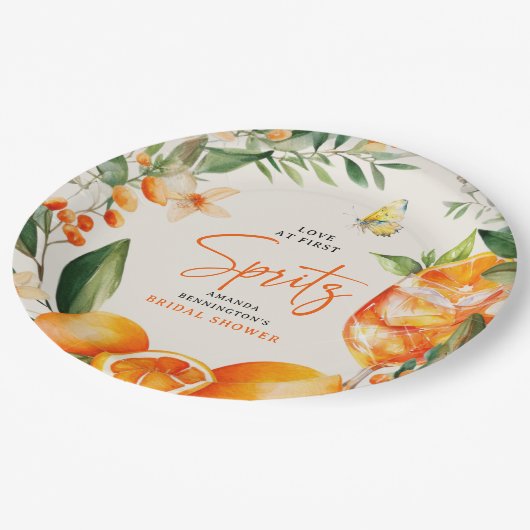 Elegante Liebe im Brautparty von First Spritz Pappteller (Schrägansicht)