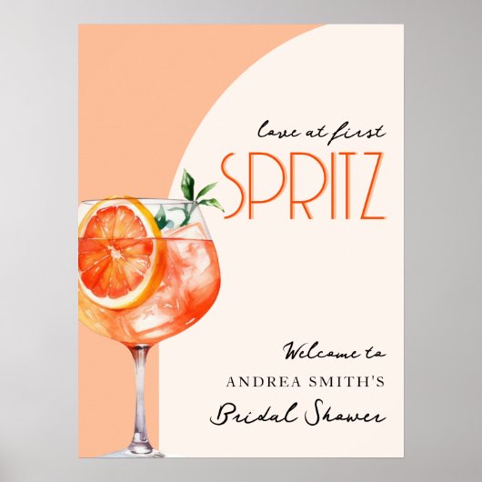 Elegante Liebe im First Spritz Brautparty Willkomm Poster (Vorne)