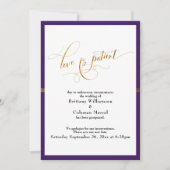 Elegante Liebe ist die Lila- und Goldstreifen-Kart Einladung (Vorderseite)
