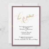 Elegante Liebe ist die Mauve Gold Stripe Card des Einladung (Vorderseite)