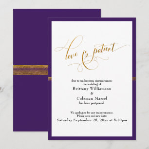Elegante Liebe ist geduldig Lila und Gold gestreif Einladung