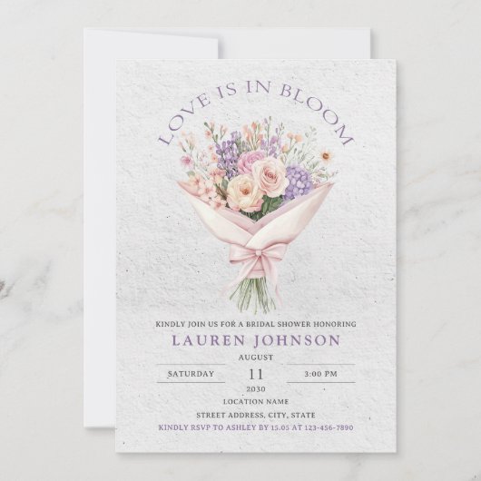 Elegante Liebe ist in Bloom Floral Brautparty Einladung (Vorderseite)