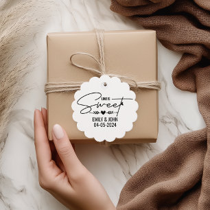 Elegante Liebe ist süße Herz Kalligrafie Hochzeit Geschenkanhänger