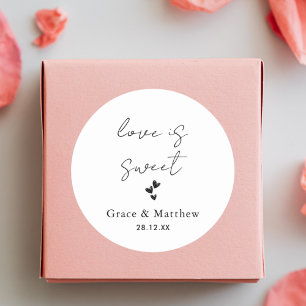 Elegante Liebe ist süße Hochzeits süße Gunstbezeig Runder Aufkleber
