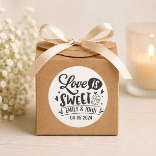 Elegante Liebe ist süßes Kalligraphie Herz Runder Aufkleber