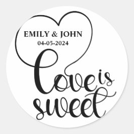 Elegante Liebe ist süßes Kalligraphie Herz Runder Aufkleber