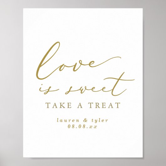 Elegante Liebe ist Sweet Gold Personalisiert Sign Poster (Vorne)