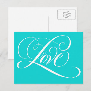 Elegante Liebe Kalligrafie Aquamarines Aqua Postkarte