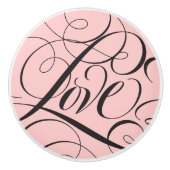 Elegante LIEBE Kalligrafie Script Paris Pink Black Keramikknauf (Vorderseite)
