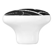 Elegante LIEBE Kalligrafie Script Schwarz-weiß Ext Keramikknauf (Seitenansicht)